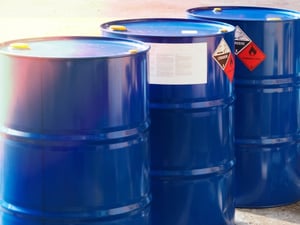 blue chemical storage drums