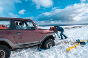 truck stuck in snow